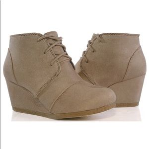 Faux Suede Lace Up Wedges